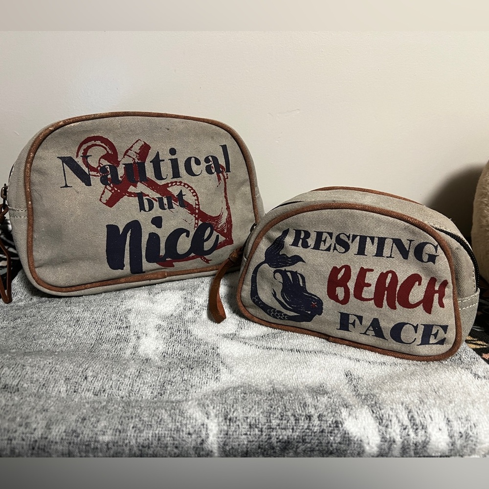 Two Nautical Themed Cosmetic Bags